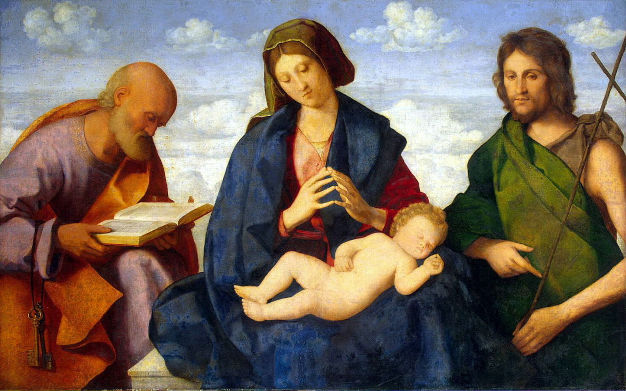 Vincenzo Catena. Madonna with child, St John the Baptist and the Apostle Peter