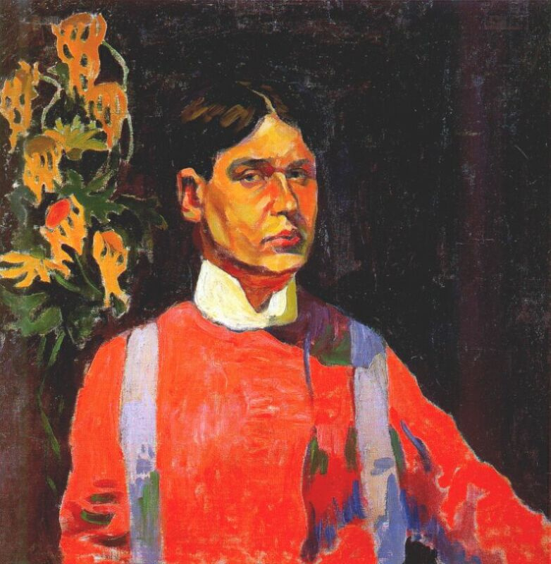 伦图洛夫Aristarkh. Self portrait in red