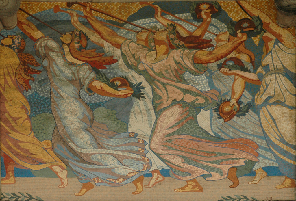 Jean Delville. Pipes of Victory. A series of mosaics "Victory" of the arcade of Cinquantenare, Brussels