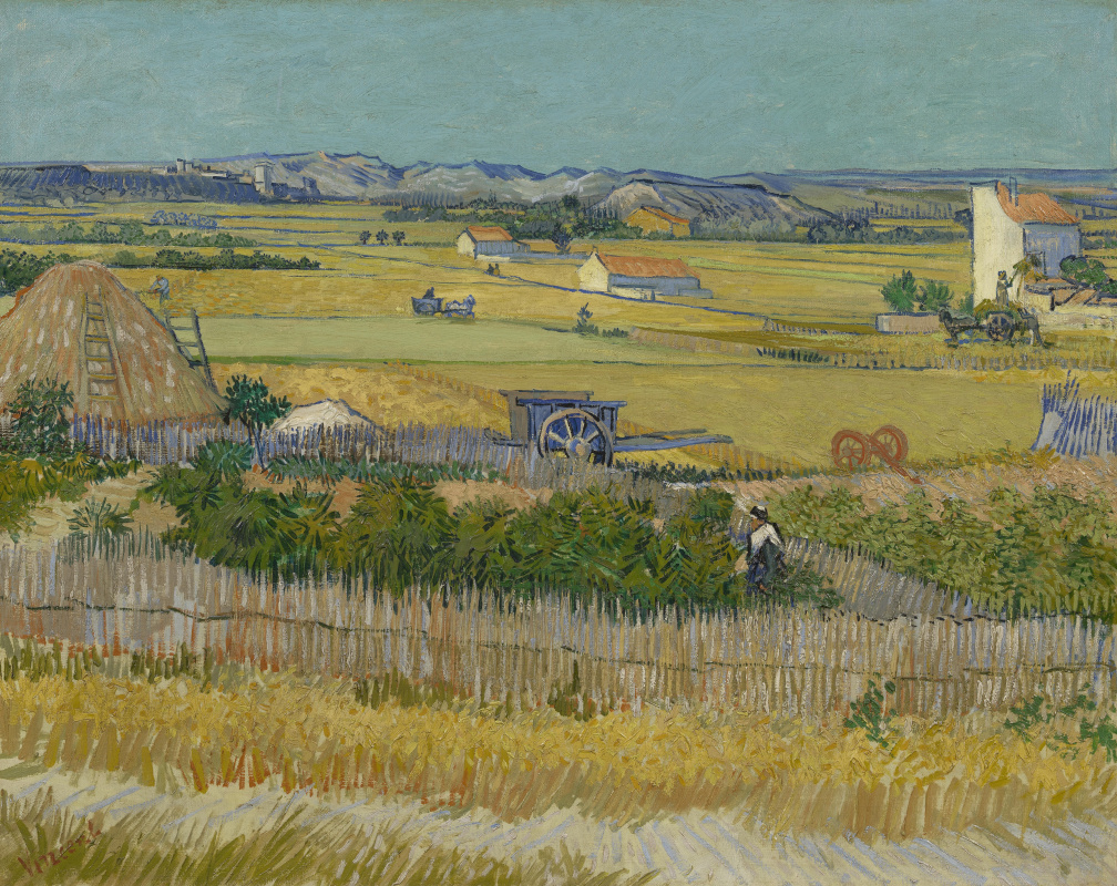 Vincent van Gogh. Harvest at La Crau with Montmajour in the background