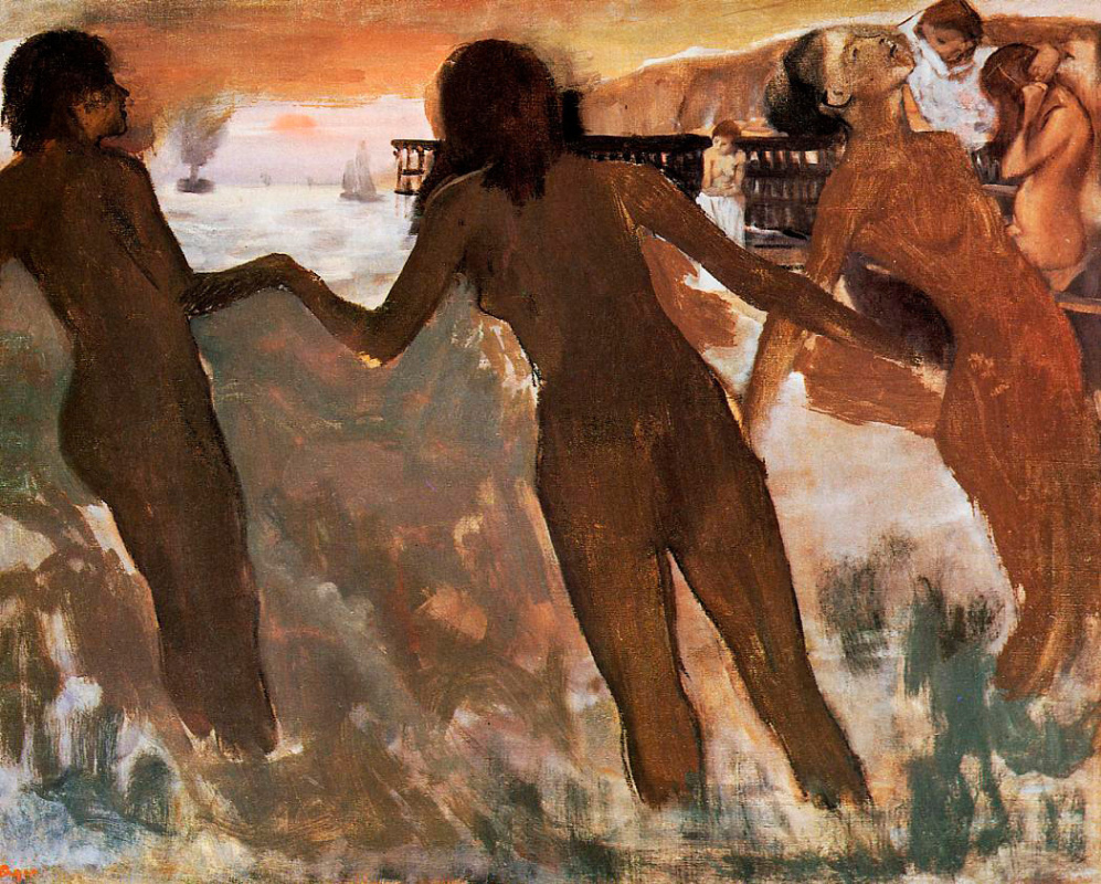 Edgar Degas. Girls-peasant girls bathing in the sea at dusk