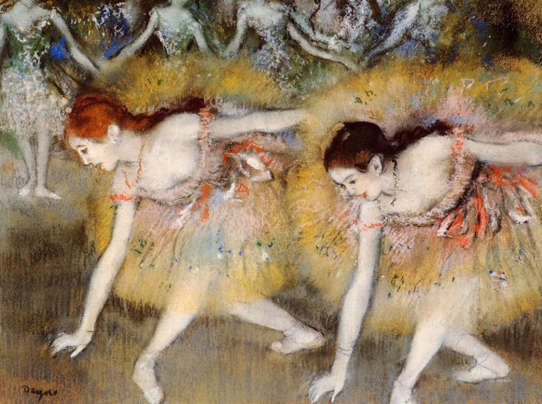 Edgar Degas. Two ballerinas in a bow