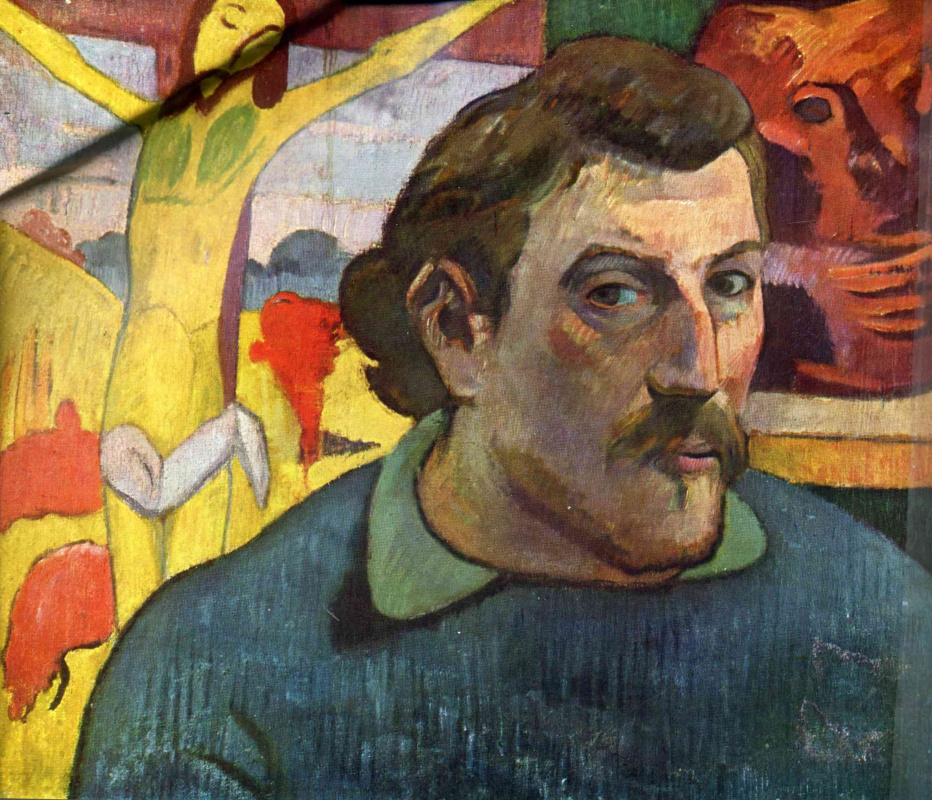 Paul Gauguin. Self-portrait with "the Yellow Christ"