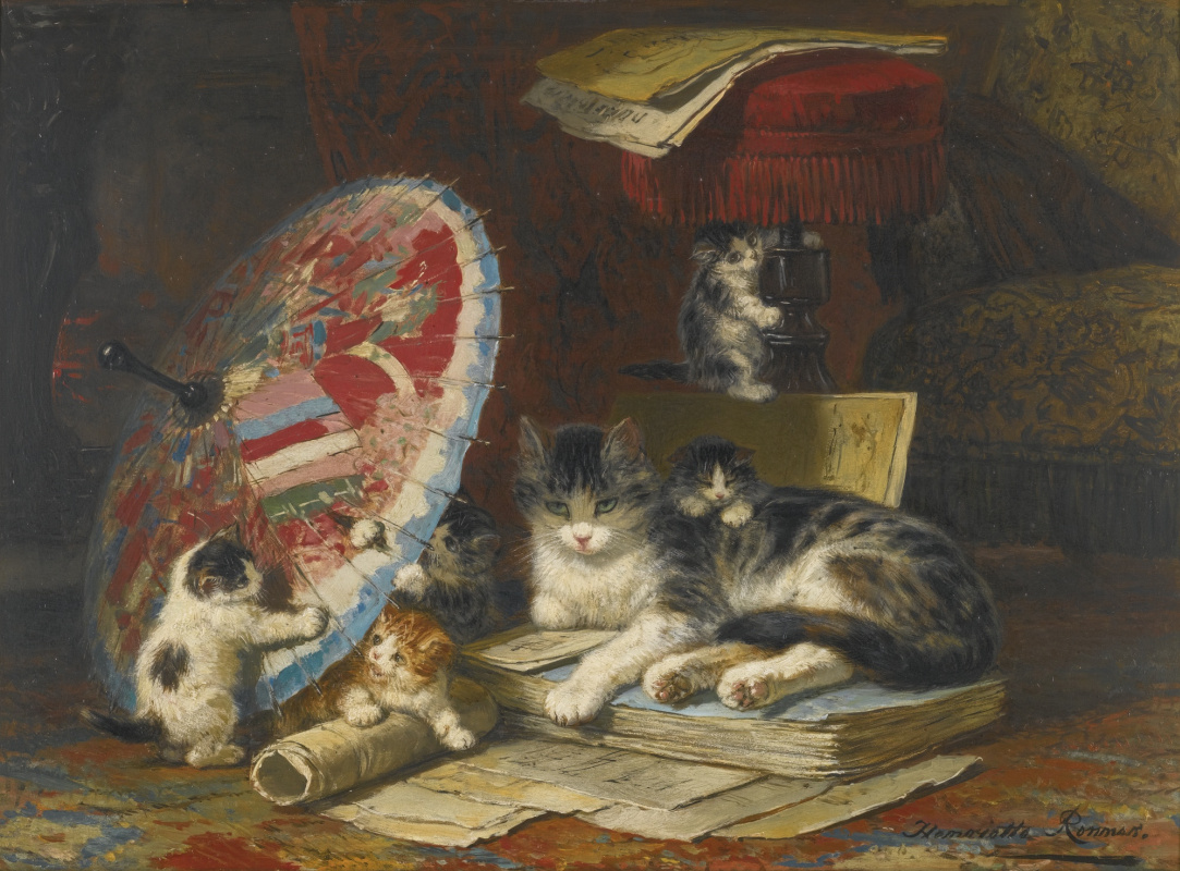 Henrietta Ronner Knip. Kittens playing