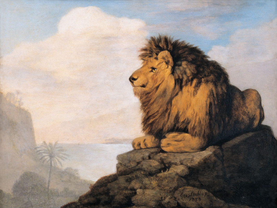 George Stubbs. Löwe liegend auf einem Felsen