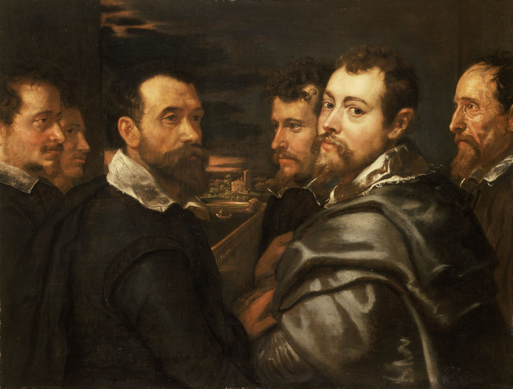 Peter Paul Rubens. Self-portrait in a circle of friends from Mantua