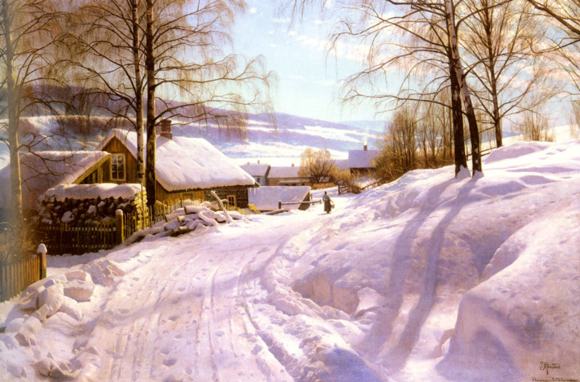 On the snowy path by Peder Mørk Mønsted: History, Analysis & Facts