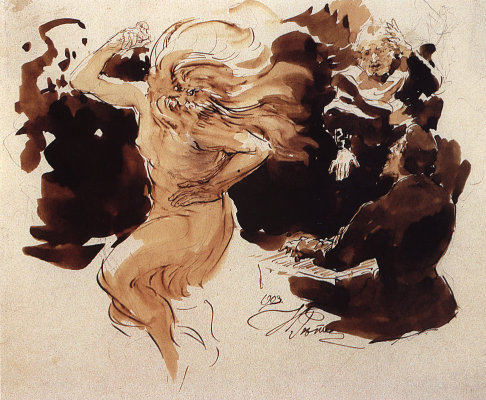 Ilya Efimovich Repin. Dance of the sea king. Sketch