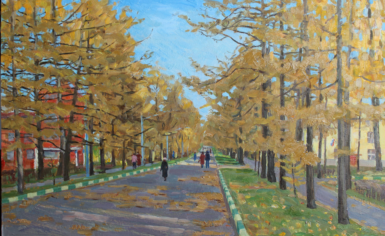 Eugene Alexandrovich Kazantsev. Autumn. Listvinichnaya alley in Timiryazevka.