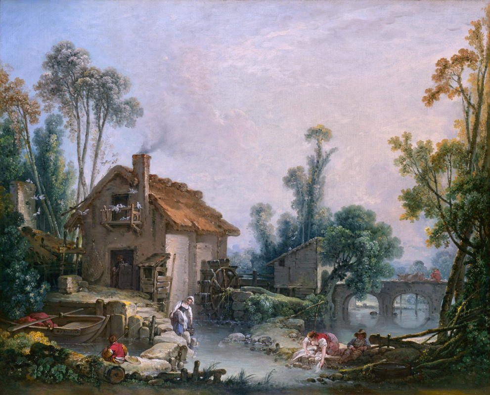 Francois Boucher. Landscape with a watermill