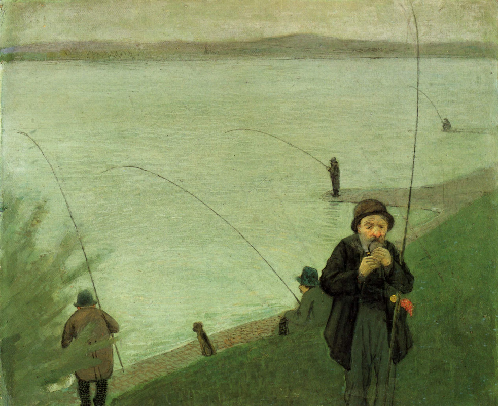 八月 无 苹果. Anglers on the Rhine