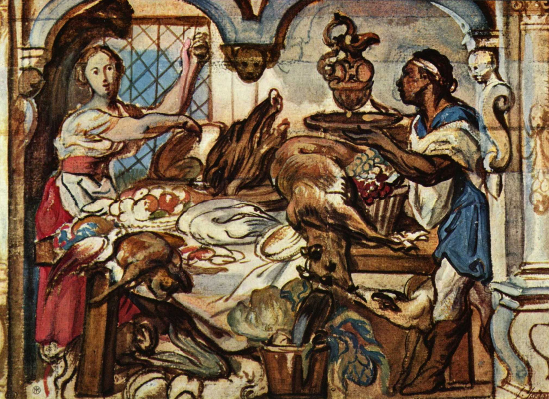 Jacob Jordaens. On the kitchen