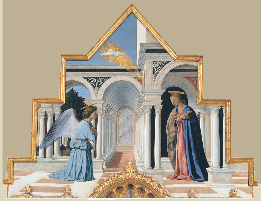 Piero della Francesca. L'annonciation. Polyptyque de saint Antoine. Partie supérieure