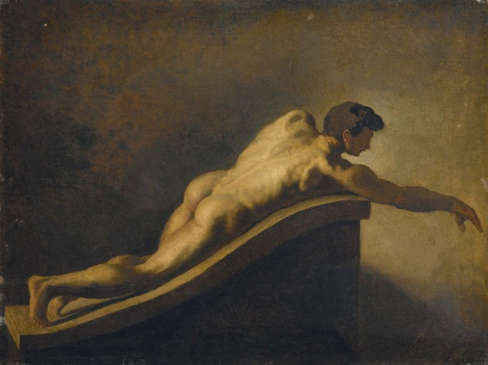 Lying naked, stretching down, 1816, 67×51 cm by Théodore Géricault:  History, Analysis & Facts | Arthive