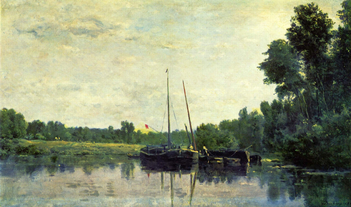 Charles-Francois Daubigny. Boats on the Oise