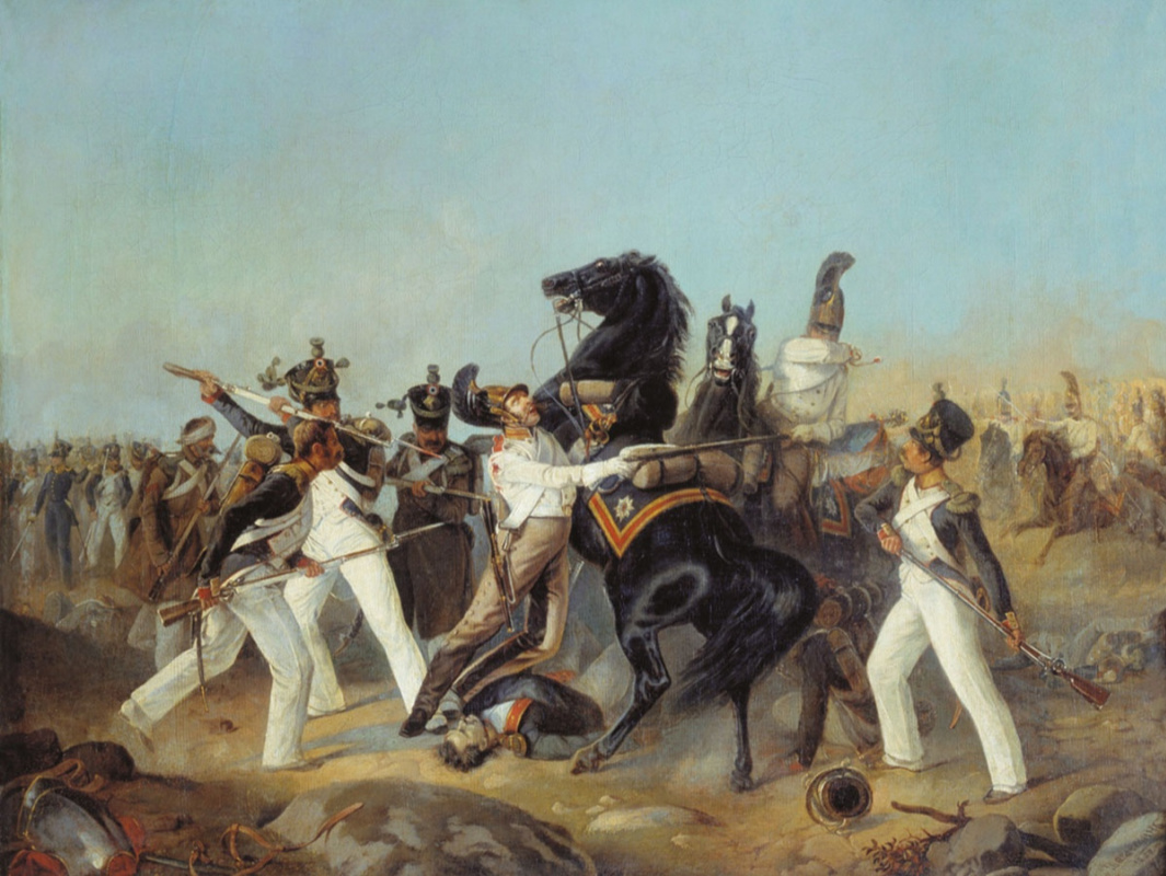 Adolf Iosifovich Charlemagne. The capture of the Life Guard Horse Regiment of the French banner of the 4th Regiment of the Line under Austerlitz. 1805 Central Military Historical