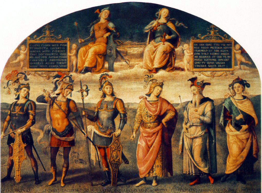 Pietro Perugino. Fortitude and temperance with six antique heroes