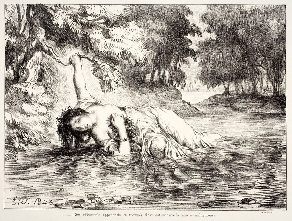 Eugene Delacroix. Muerte de ofelia