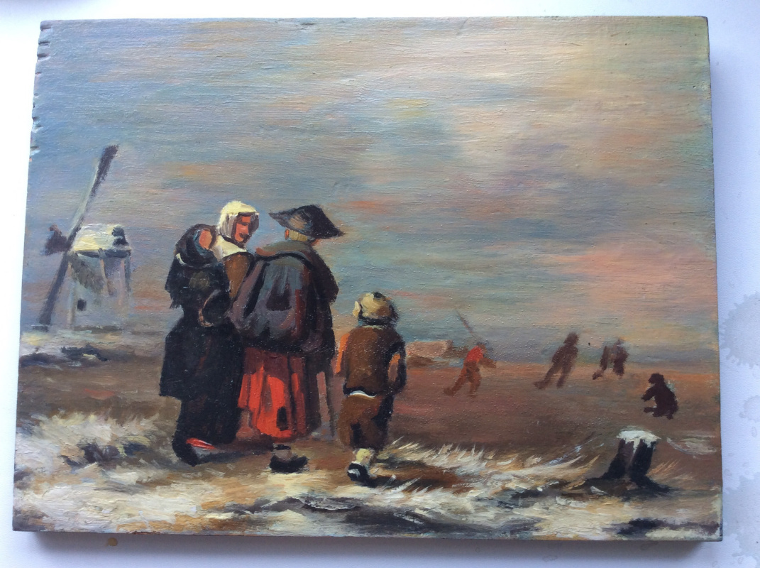 Unknown artist. Family by the sea