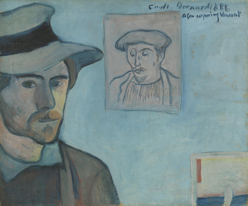 Emil Bernard. Self portrait with a portrait of Gauguin