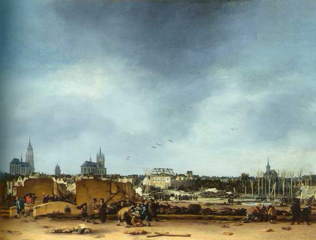 Egbert Leavens van der Poole. View of Delft after the explosion