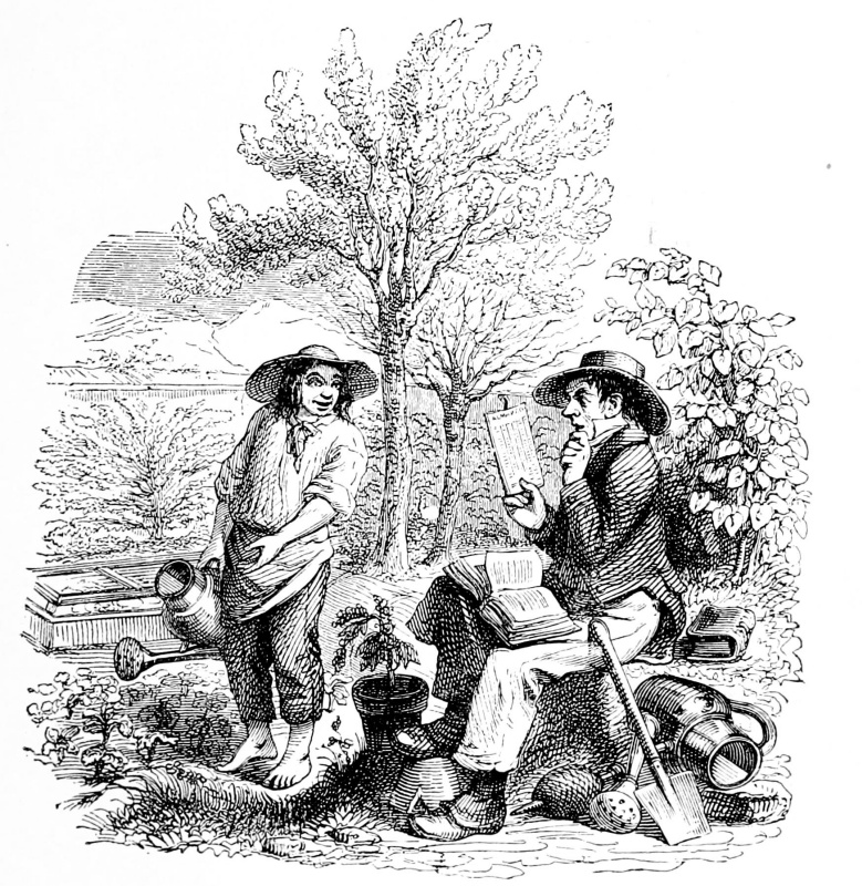 Jean Ignace Isidore Gérard Grandville. Two gardeners. Illustrations to the fables of Florian