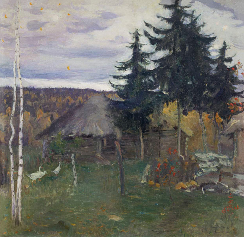 Mikhail Vasilyevich Nesterov. Otoño en el pueblo