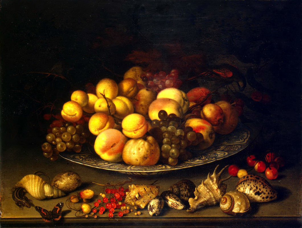 Балтазар ван дер Аст. Тарелка с плодами и раковины