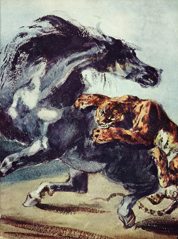 Eugene Delacroix. Tiger attacking the horse