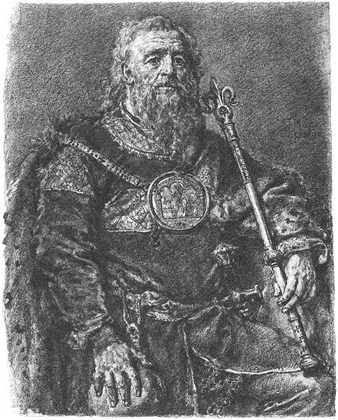 Jan Mateiko. Meshko III Vieux. Série "Portraits de rois et de princes de Pologne"