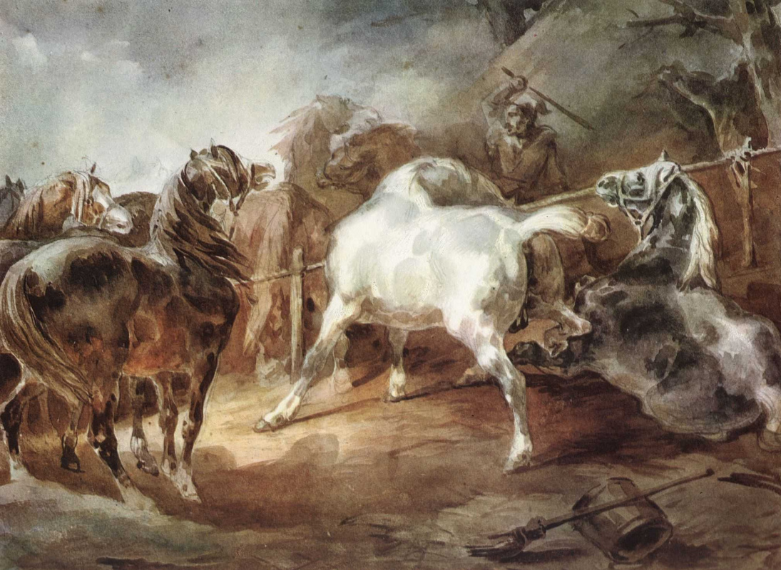 Théodore Géricault. Fighting horses
