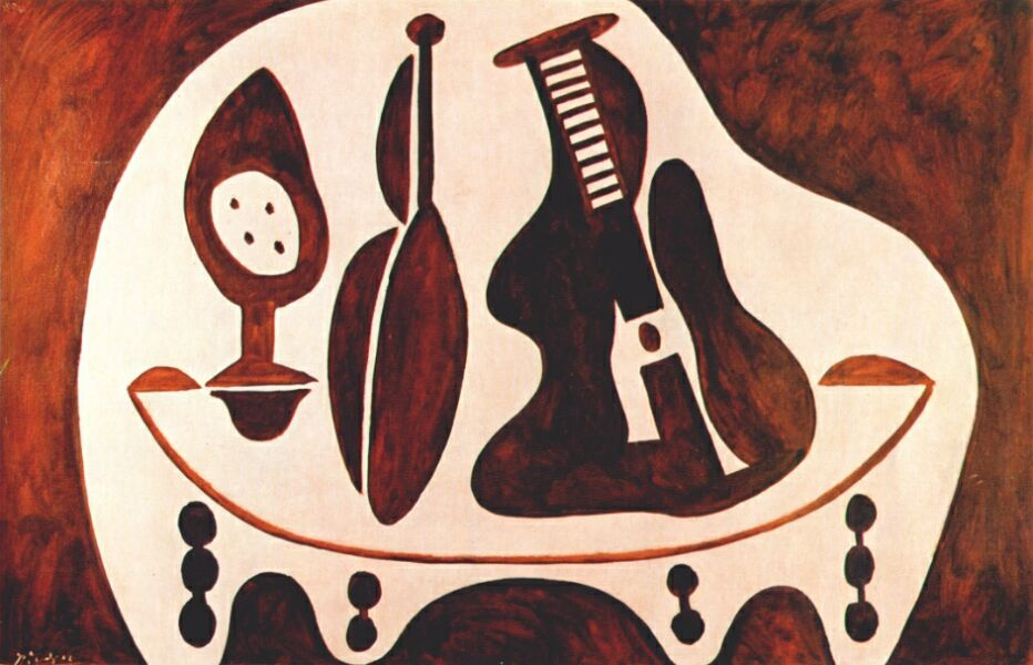 Pablo Picasso. Fruit, bottle and guitar