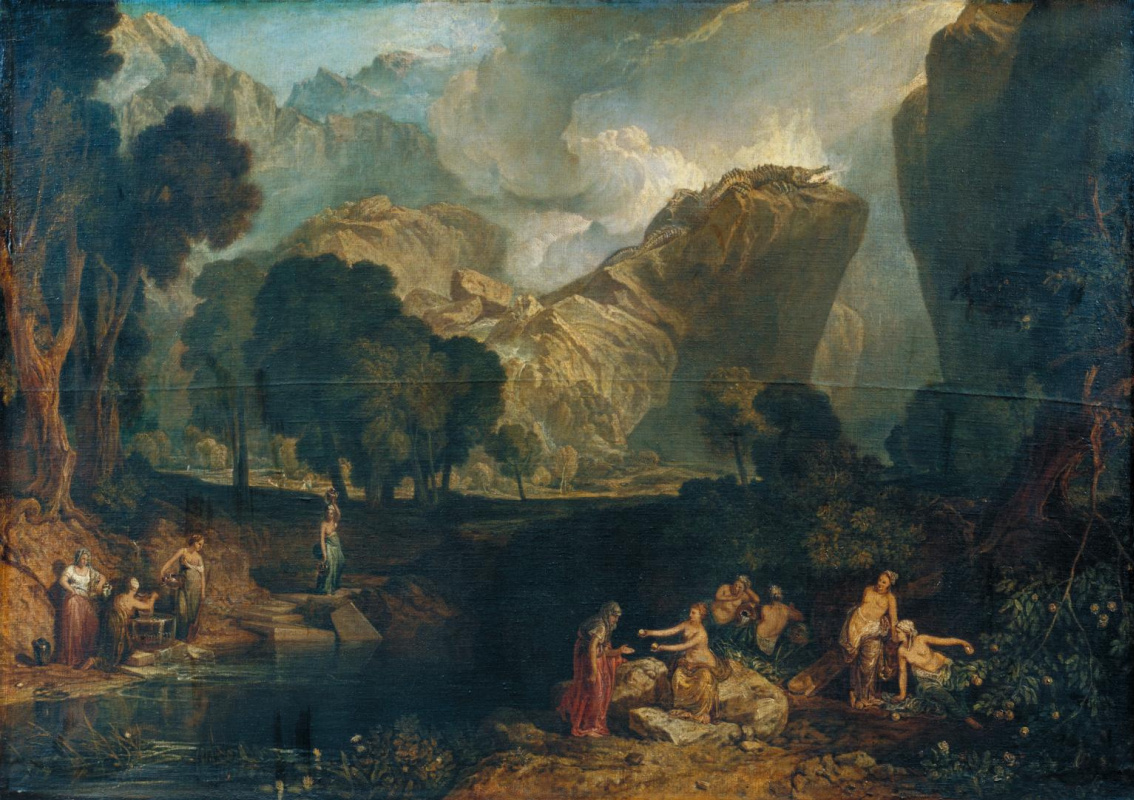 Joseph Mallord William Turner. 冲突女神在Hesperides的花园里选择不和谐的苹果