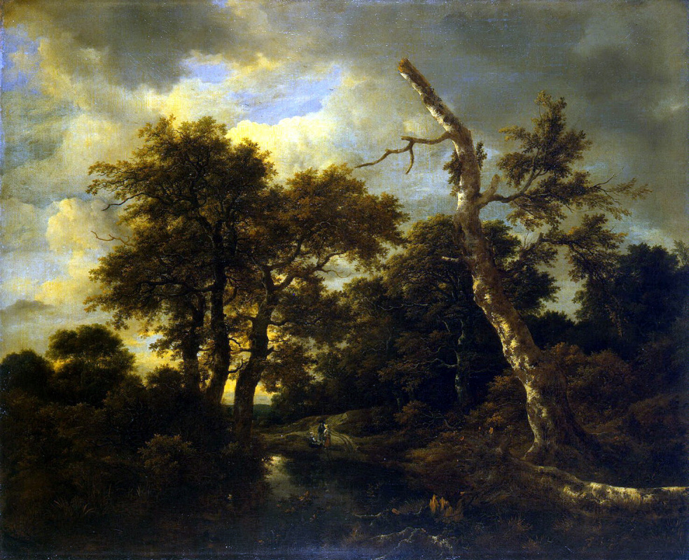Jakob van Isaacs Ruisdael. River in the forest