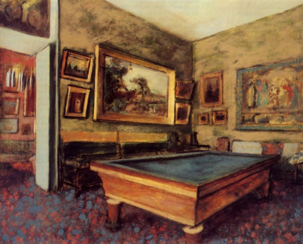 Edgar Degas. Billiard room at Menil-Hubert