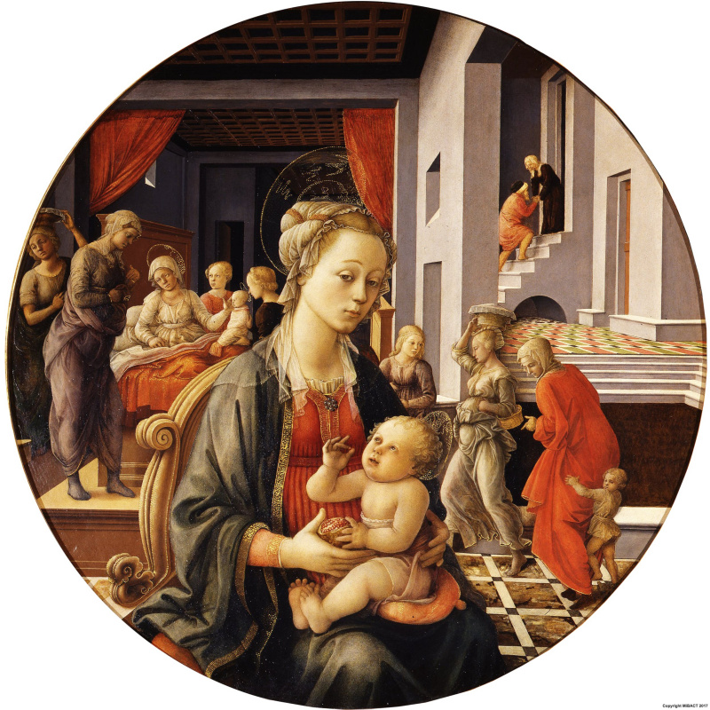 Fra Filippo Lippi. Virgen con el niño y escenas de la vida de Santa Ana (Madonna Bartolini)