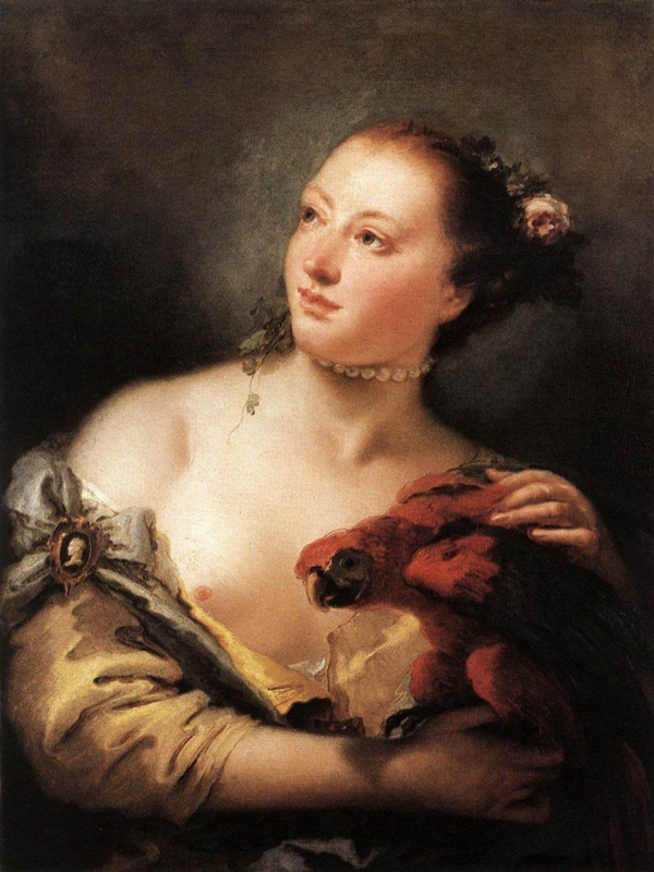 Giovanni Battista Tiepolo. Young woman with a parrot