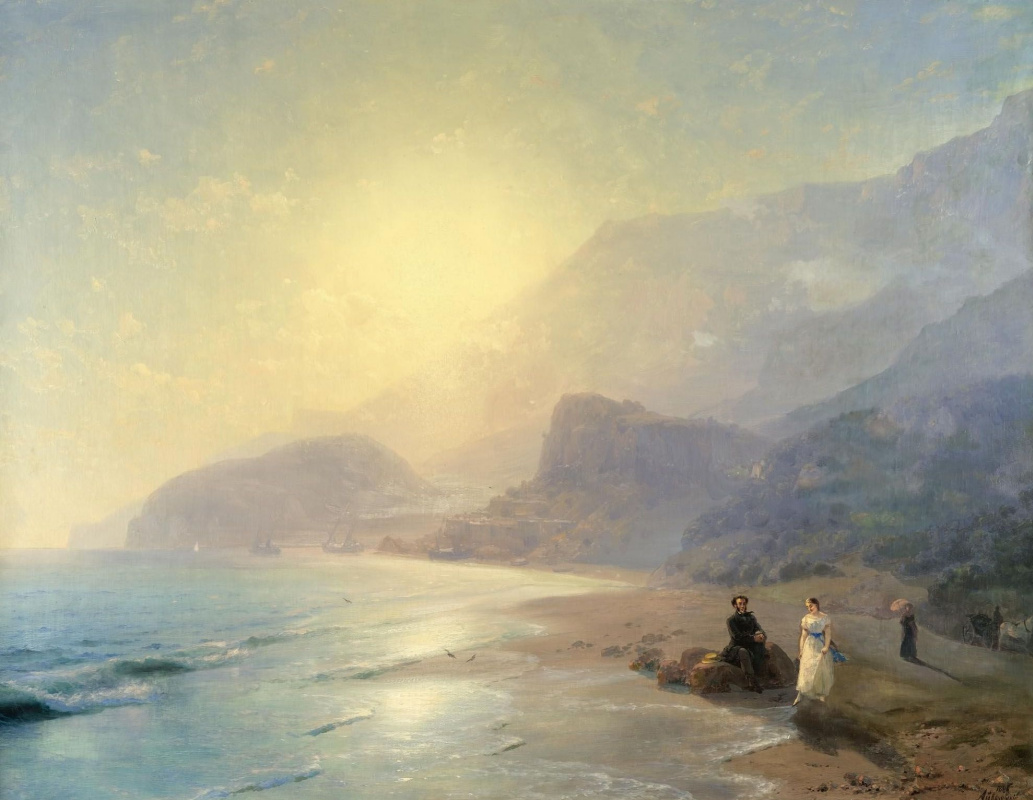 Ivan Aivazovsky. Pushkin and Countess Raevskaya by the sea near Gurzuf