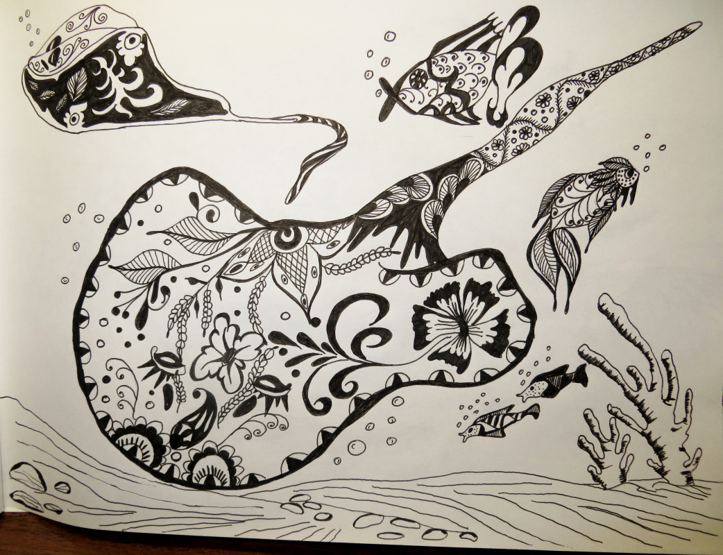 Nikolai Nikolaevich Olar. Series of stylized drawings: "Underwater fantasy" (23)