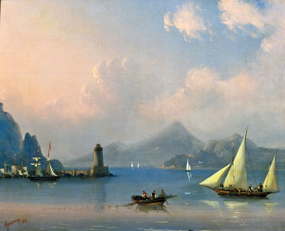 Ivan Aivazovsky. Sea Strait with the lighthouse