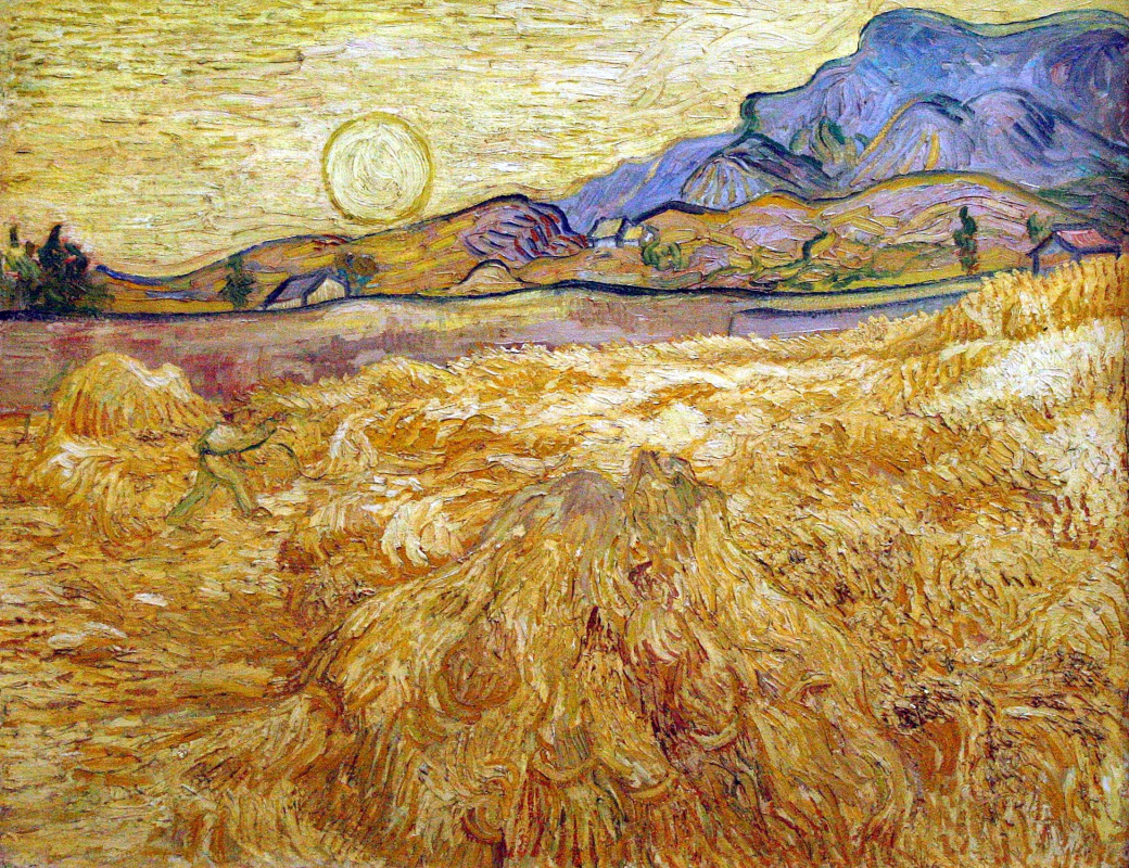 Vincent van Gogh. Wheat field with Reaper and sun