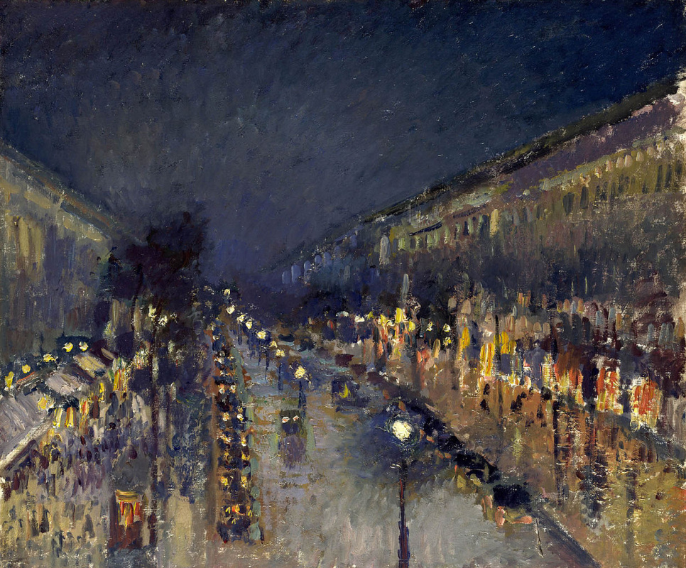 Camille Pissarro. Boulevard Montmartre by night