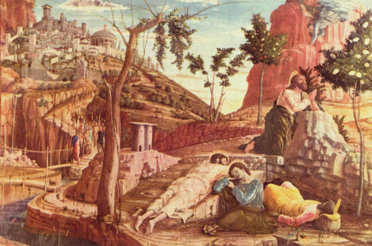 Andrea Mantegna. The altar of the Church of San Zeno in Verona, triptych, left the Board predelli. Christ on the mount of olives