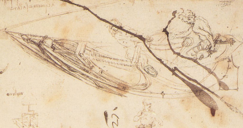 Leonardo da Vinci. Drawing boats