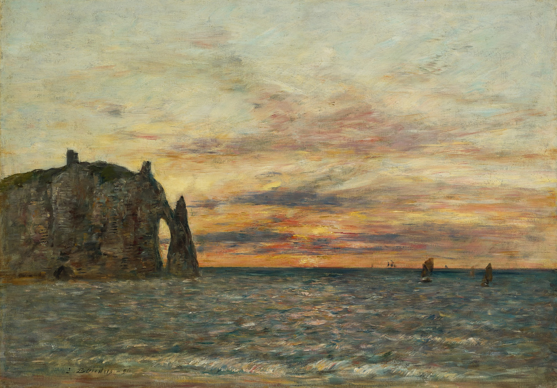 Eugene Boudin. Etretat. Aval rock at sunset