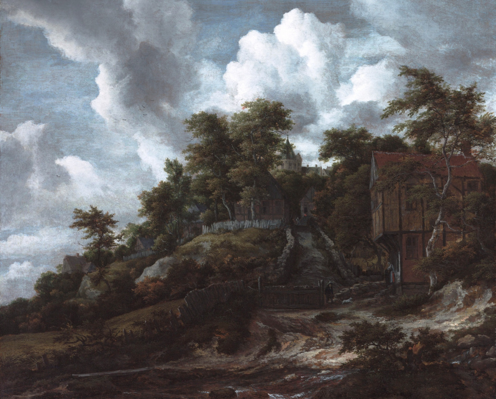 Jakob van Isaacs Ruisdael. Wooded hillside overlooking the castle of Bentheim