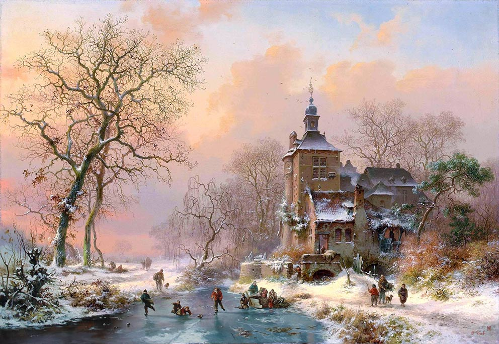 Vladimir Abat-Cherkasov. Winter landscape with a castle