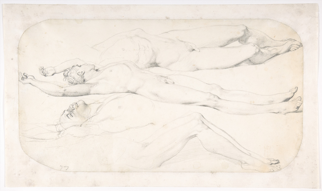 Jean Auguste Dominique Ingres. Study of reclining male figures