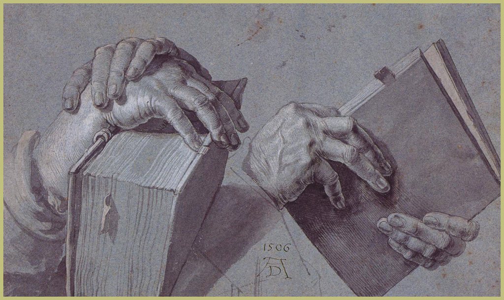 Albrecht Dürer. Two pairs of hands holding a book