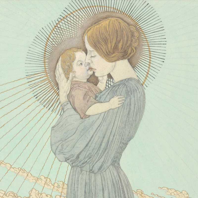 Cover design Madonna with child. 1895 Cabinet paint